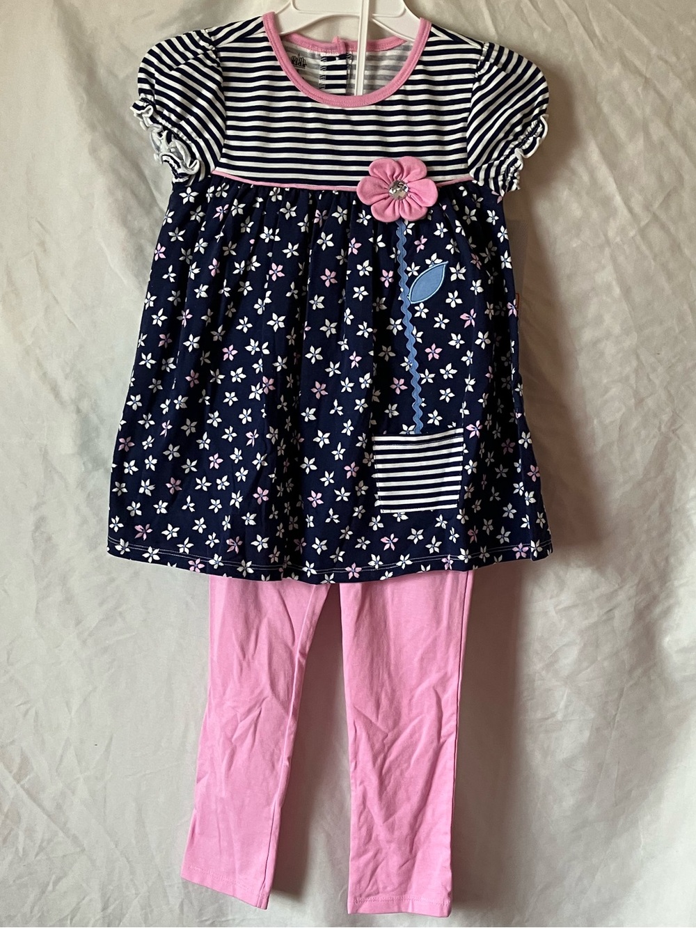 Kids Headquarters Girls 2-Piece Tunic Top & Pink Leggings Set Size 6 NWT